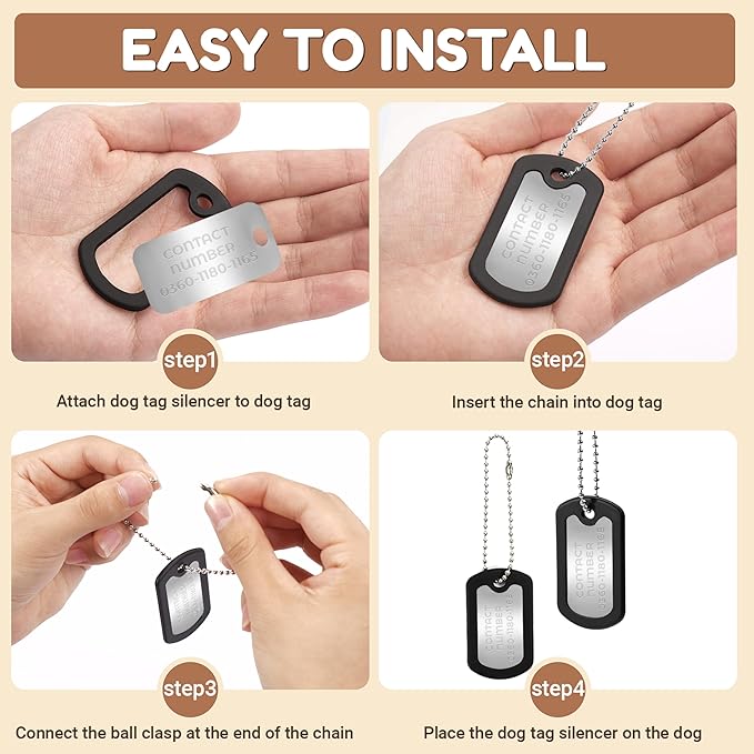 10 Pack Dog Tag Silencers, Dog Tag Protector & Silicone Cover with 4 Chains, for Noise Reduction and Scratch Prevention on Pet Collars, Perfect for Active Dogs or Multi-Pet Households