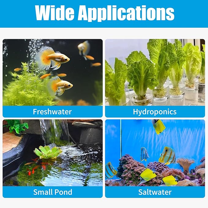 AQUANEAT Aquarium Air Pump for 20-210 Gallon Tank, Fish Air Bubbler, Hydroponic Oxygen Aerator with Stones, Airline Tubing, Check Valves