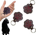 3PCS Cats & Dogs Pet Paw Print Keychain – White Leather Memorial Keychain Holds Pet Fur, Pet Lover Gift