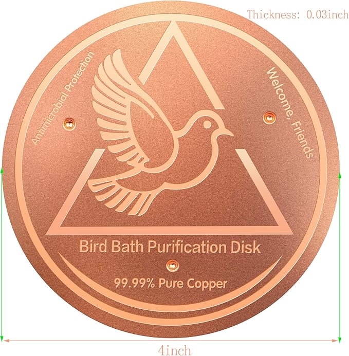 Bird Bath Purification Disk, 99.99% Copper Disc for Bird Bath Copper Disk Cleaner Safe for Outside Birds Fountain Disc Accessories, Fit for Outdoor Birdbath Bowl (3 pcs)