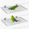 BNOSDM 2 Pack Bird Perch Platform Stainless Steel Birds Perches Parrot Shelf Training Stand Small Animals Cage Accessories for Parakeets, Budgies, Conures, Cockatiels, Lovebirds (L)