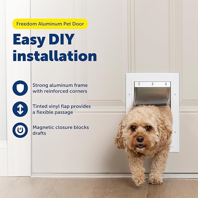 PetSafe Freedom Aluminum Pet Door for Dogs and Cats, Small, White, Tinted Vinyl Flap