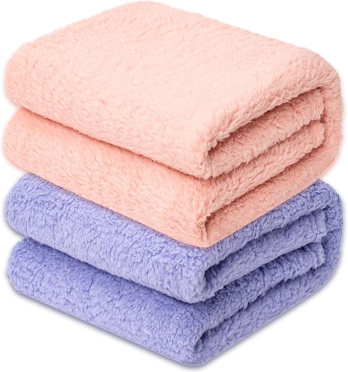 2 Blankets, Dog Cat Pet Blanket, Soft Warm Fleece, for Puppy, Small Dogs or Kitten, Cats, Plush Fuzzy Blanket for Bed, Sofa, Travel (40" x 32", 2/Pack, Lavender+Pink)