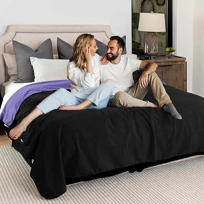 Waterproof Blanket Large – Soft and Cozy Leakproof Waterproof Throw Blanket Against Accidents, Water Proof & Stain Resistant Easy to Clean Throw Blanket Cover, Reversible Purple/Black 80”x90”