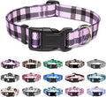 Mercano Adjustable Dog Collar - Special Design Patterns, Soft Nylon Comfortable Durable Pet Collar for Small Medium Large Dogs (S, Purple Plaid)