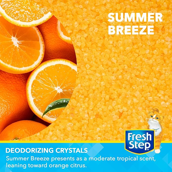 Fresh Step Cat Litter Crystals Deodorizer, Non Toxic Odor Neutralizing Crystals for Litter Boxes that Help Control Smells and Keep Home Areas Fresh, Resealable Bag, Summer Breeze Scent, 30 Ounce