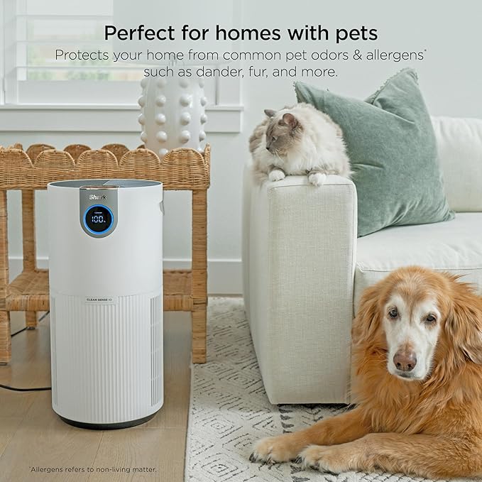 Shark HP232 Clean Sense Air Purifier MAX with Odor Neutralizer Technology, Allergies, HEPA Filter, 1200 Sq Ft, XL Room, Whole Home, Captures 99.98% of Particles, Allergens, Smells & More, Grey