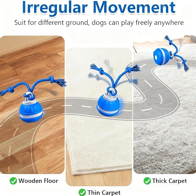 Interactive Dog Toys，Peppy Pet Ball for Dogs，Motion Activate Rolling Ball for Puppy/Medium Dogs，Active Rolling Dog Bal l Wicked Bal l for Daily Training, Dog Toys to Keep Them Busy (Blue)