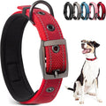 PetiFine Dog Collar for Large Dogs, Neoprene Padded and Adjustable, Reflective Wide Heavy Duty Pet Collars with Durable Metal Belt Buckle for Walking, Red, L