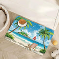 Tropical Beach Dog Food Mat for Floors,Hawaii Palm Tree Absorbent Quick-Dry Pet Feeding Mat, Cat Dog Bowl Mats for Food and Water, Non-Slip Pet Accessories Supplies 12"x20"