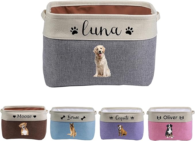 Personalized custom photo and name dog toy storage box A foldable pet supply basket Storage bins for pet clothes, toys, food and accessories are available for dogs, cats and other pets (Optional 1)