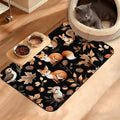 Cute Squirrel Dog Cat Food Mat,Bird Fox Absorbent Waterproof Placemat for Food and Water Non Slip Rubber Backing Durable Feeding Pad for Clean Floors 16" x 24"