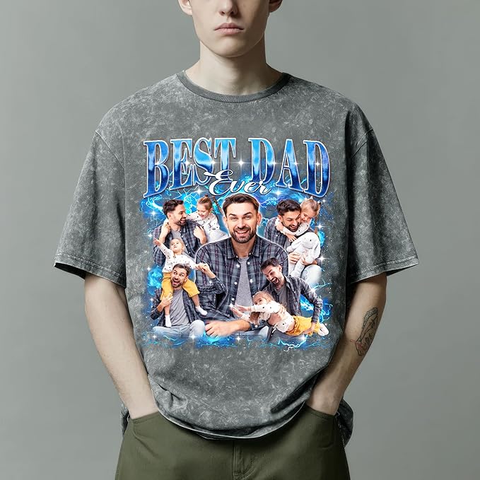 H-DEWALL Custom T Shirts Mineral Wash Tshirt Bootleg Rap Tee Customized Gifts for Boyfriend Birthday Shirts Tops for Women