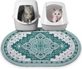 Bienbee Cat Litter Mat, 33" x 22" Large Size Litter Box Mat Rug with Non-Slip Bottom,Urine and Water Proof, Easy to Clean Cat Supplies Essentials for Indoor Kitty Kitten Floor,Green L