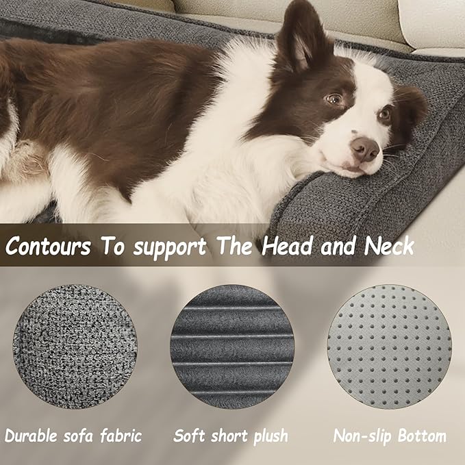 WINDRACING Luxury Dog Couch Bed, Washable Calming Dog Couch Cover, Couch Protector for Dogs, Waterproof Sofa Bed, Pet Bed Mats for Couch, Pet Couch Covers for Sofa Grey (Large 41x37x5inch) ﻿