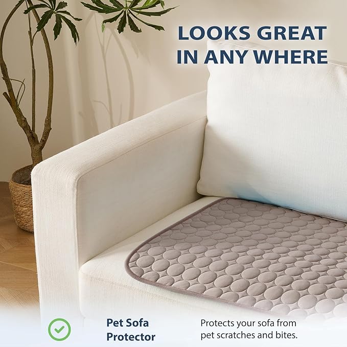 MICROCOSMOS Summer Cooling Mat & Sleeping Pad- Water Absorption Top, EZ Clean, Easy Carry, Materials Safe. Keep Cooling for Pets, Kids and Adults.(Brown, 28" x 22")