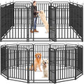 Heavy Duty Dog Playpen: 12 Steel Panels 47" Height, Square Steel Pipe with Reinforced Crossbars, 27FT 57 Sq.ft Portable Fence for Yard RV Camping, Snowy Black