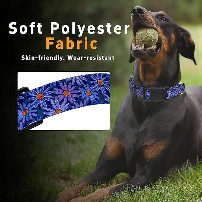 Dog Collar, Classical Indian Spirit Boys Girls Puppy Collar for Small Medium Large Dogs, Adjustable Soft Indian Pet Collar with Safety Buckle for Male Females(Purple,L)