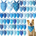Abbylike 50 Pcs Plaid Dog Bandanas Bulk Blue Checkered Bandanas for Dogs Triangle Kerchief Bibs Scarf Set for Pet Holiday Costume Photo Props Accessories Pet Shops (31.5 x 21.7 x 21.7 Inch)
