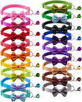 18Pcs Puppy Collars, Cat ID Collars with Bell Adjustable 19-32cm, Polka Dot Bow Soft Nylon Adjustable Breakaway Identification Collars for Puppy Kittens