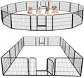 Yaheetech Dog Playpen Outdoor, 24 inch 16 Panels Dog Pen Indoor Heavy Duty Puppy Exercise Pen Metal Pet Fence for RV Camping/Yard/Garden