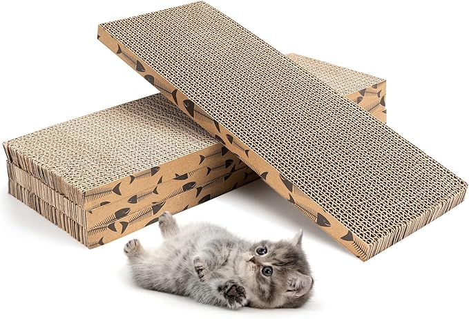 Mini Cat Scratching Board 4pcs Brown Cardboard Cat Scratcher Scratch Pad for Indoor Cats