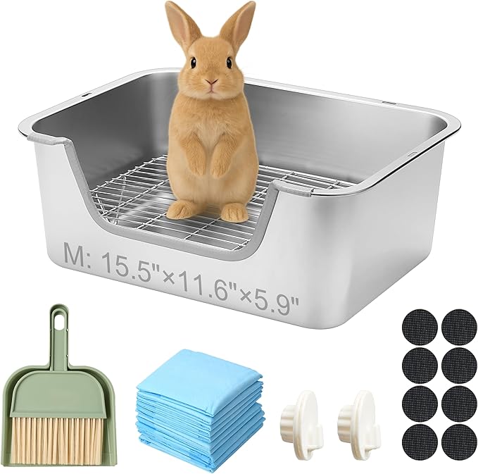 Stainless Steel Sifting Litter Box for Rabbit (M)