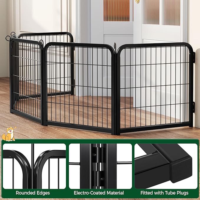 Yaheetech Dog Playpen, 24 inch 2 Panels Dog Pen for Indoor Heavy Duty Puppy Exercise Pen Metal Pet Fence for RV Camping/Yard/Garden
