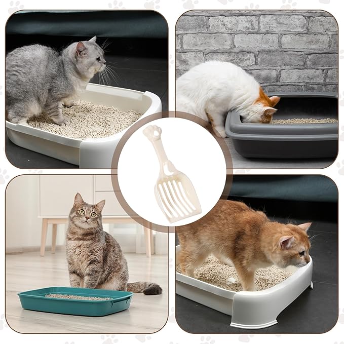 Cat Litter Scoop, Durable Plastic Kitty Litter Sifter Scooper with Wide Slats Comfy Handle Deep Shovel Pooper Lifter Captures All Clumps for Easy Sifting Pine Pellets Box (Milky White)