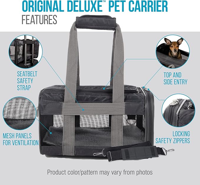 Sherpa Original Deluxe Travel Pet Carrier, Airline Approved & Guaranteed On Board - Charcoal Gray, Medium