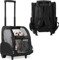 KOPEKS Deluxe Backpack Pet Travel Carrier with Double Wheels for Pets up to 18 Pounds - Black