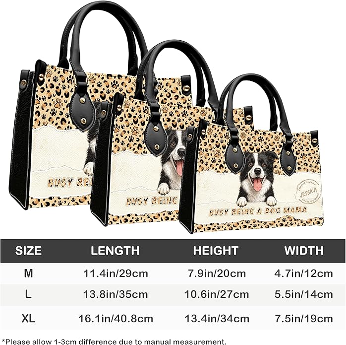 Personalized Pet Mom Leather Handbag – Custom Name Dog Cat Photo Purse, Pet Lover Gifts for Women, Christmas
