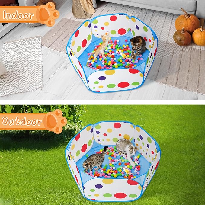 Palksky Interactive Cat Toys with Cat Ball Pit, Toy Balls, Ball Launcher, Spring Toys for Bored Indoor Cats Self Play, Enrichment Toy for Fun and Exercise