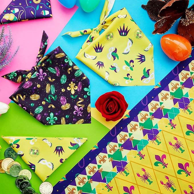 Abbylike 50 Pcs Mardi Gras Dog Bandanas Bulk Purple Green and Gold Bandanas for Dogs Triangle Kerchief Bibs Scarf Set for Pet Carnival Costume Photo Props Accessories Shops (25.6 x 17.7 x 17.7)