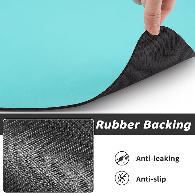 Dog Food Mat - Absorbent Cat Mat for Food and Water, No Stains Pet Feeding Bowl Mat, Easy to Clean Pet Placemats, Quick Dry Dog Water Dispenser Mat for Messy Drinkers | Paw Teal 24"x36"