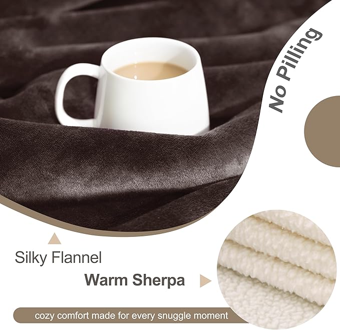 gogobunny Waterproof Bed Blanket, Reversible Sherpa Fleece Throw Blanket for Dog Puppy Cat, Furniture Cover Protects Bed Couch Sofa from Liquid Pee and Pet Fur (Dark Brown, 30x30 inches)