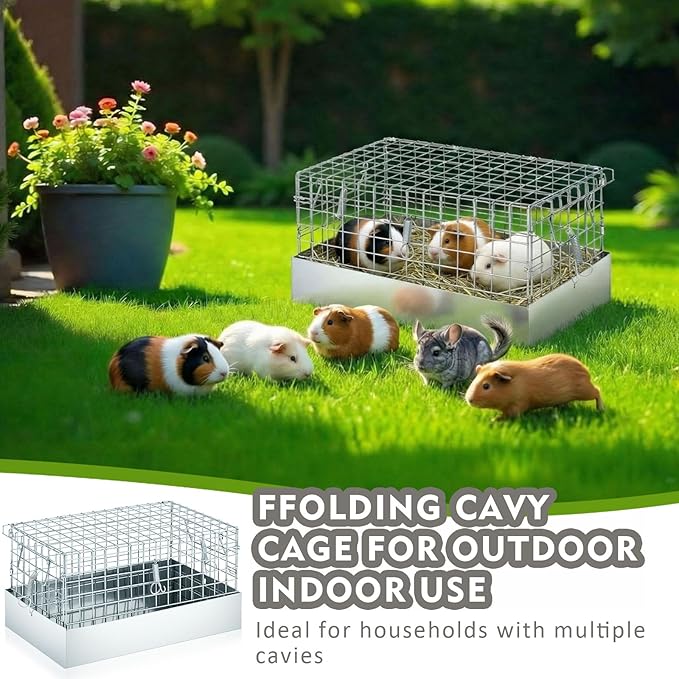 14 x 8 x 8 Inch 1 Hole Folding Guinea Pig Carrier Chinchilla Carrier Portable Hamster Travel Cage with Tray Handle for Rabbit Chick Bird Small Animal Transport Temporary Housing Pet Habitat
