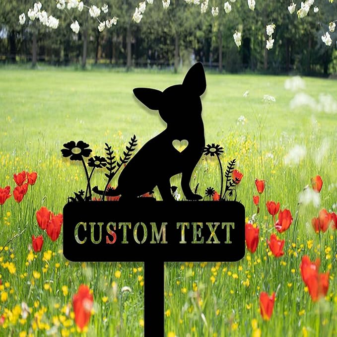 Custom Metal Chihuahua Memorial Stake,Chihuahua Grave Marker,Personalized Dog Loss Gift,Garden Stake for Loss of Dog,Chihuahua Garden Decor,Pet Outdoor Decor Memorial Stakes.