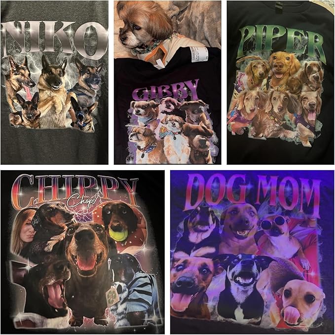 IZI POD Custom Dog Shirt for Women, Personalized Pet Face Photo Shirt, Bootleg Rap Tee Dog Gifts Valentine Birthday Gift