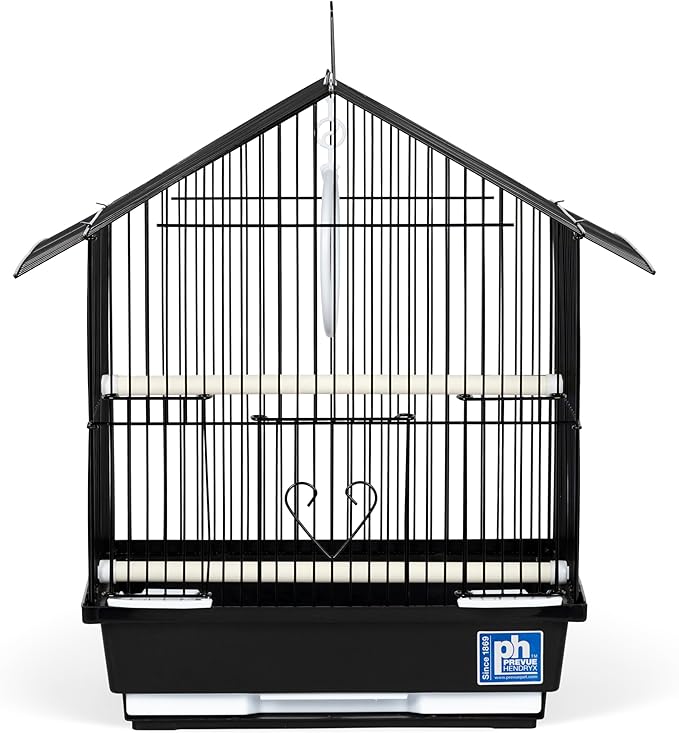 Prevue Pet Parakeet Manor Bird Cage with Handle - Versatile Carrier for Home or Travel, Small Bird Accessories, Easy Storage, Ideal for Canaries, Budgies, Finches, Parakeets, and More - Black