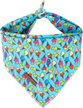 Summer Dog Bandana, Hawaii Bandana for Medium Large Dog, Cute Blue Puppy Bandana, Cotton Adorable Pet Triangle Bid Scarf Kerchief for Girl Boy Dogs