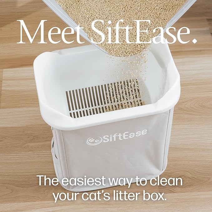 Cat Litter Sifter - SiftEase Sifting Litter Box Cleaner, Large Litter Box Sifter with Bin for Fast & Easy Scoop Free Cleaning and Longer Lasting Litter (2 Pack)