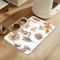 Floral Palm Leaves Dog Cat Food Mat–Christmas Stocking Absorbent Waterproof Placemat for Food and Water Bowls, Non Slip Rubber Backing, Feeding Mat for Clean Floors 12"x20"