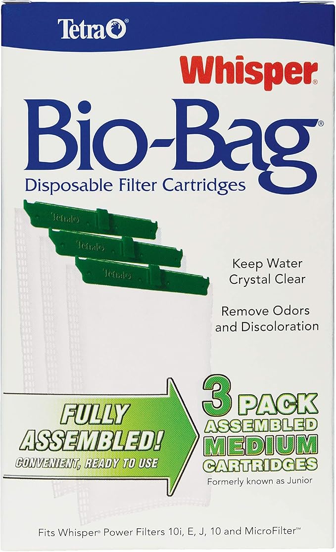 Tetra Whisper Bio-Bag Filter Aquarium Cartridges,Medium Filter for Freshwater and Marine Fish,Removes Odors and Discoloration,Ready to Use,3 Medium Green Filters,(Pack of 2)