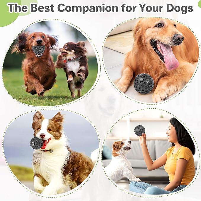 Interactive Squeaky Dog Balls, Dog Toys for Aggressive Chewers Large Breed for Relieving Anxiety, Tough Dog Chew Toys Balls for Aggressive Chewers, Outdoor Squeaky Dog Toys for Large Dogs