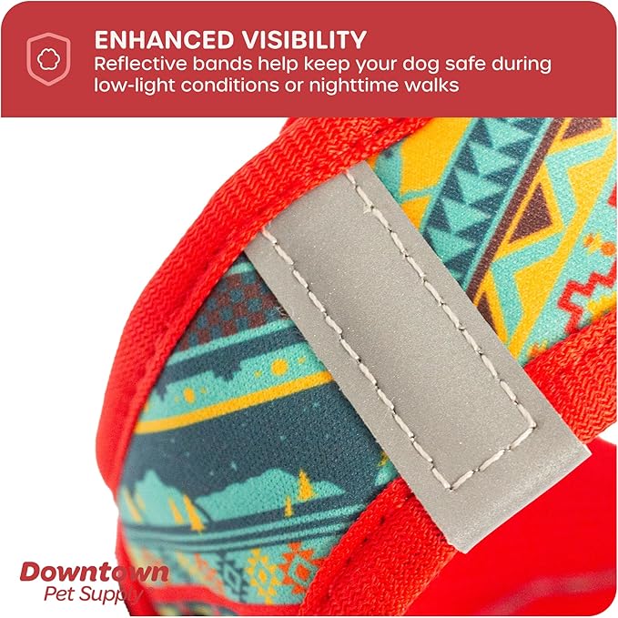 Downtown Pet Supply Step-in Dog Harness – No Pull, Adjustable Padded Mesh with Reflective Trim, Secure Buckle Strap – Comfortable & Breathable Small Dog Harness, Large, Tribal