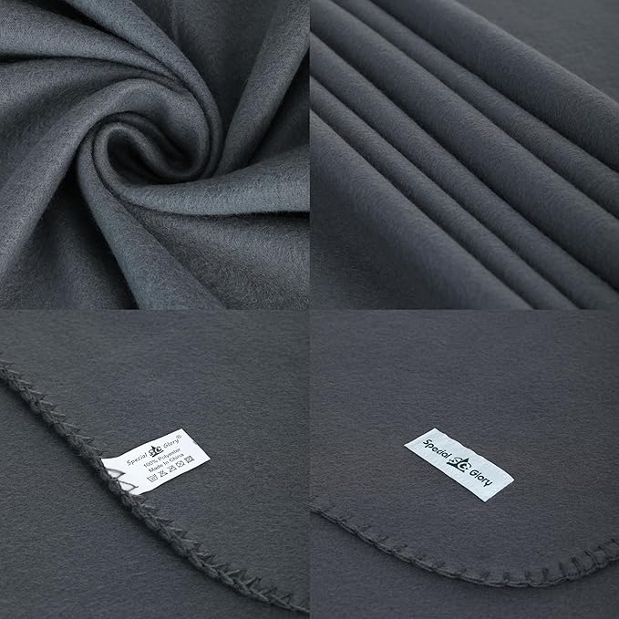 Fleece Throw Blankets Bulk Fleece Blankets Solid Wholesale Lightweight Warm Soft for Pet Bed Sofa Couch Office Wedding Gifts Travel Seasons (Mineral Grey,Pack of 6 50x60 Inches)