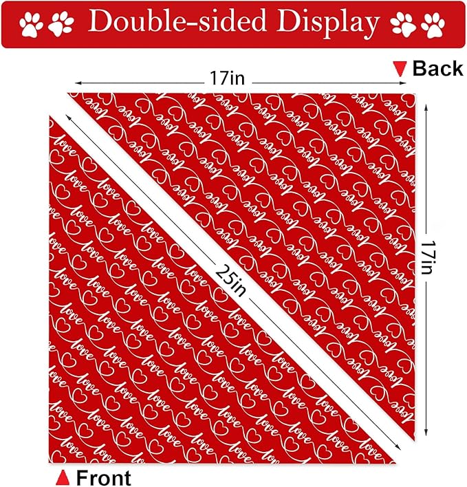 Heart Dog Bandanas 2 Pack, Mother’s Day Dog Bandanas, Triangle Reversible Love Pet Scarf for Boy and Girl, Premium Durable Fabric, Holiday Bandana for Small and Medium Dogs