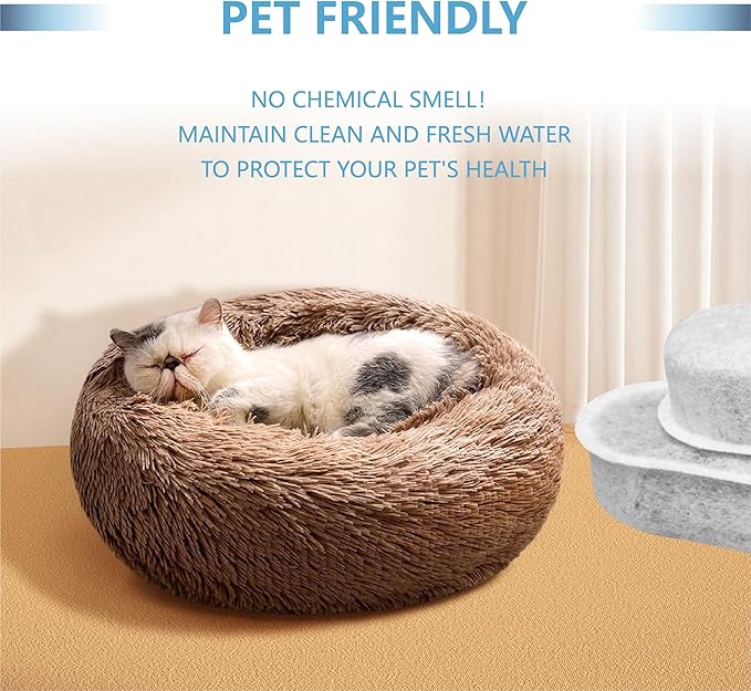 Cat Water Fountain Charcoal Replacement Filters Compatible with W600 Large Dog Water Fountain 205oz/6L Automatic Pet Dog Water Bowl Drinking Dispenser (6 PACK)