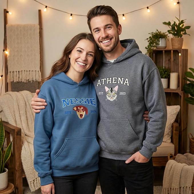 COUPLEHOODIES Custom Dog Portrait Sweatshirt from Photo – Personalized Pet Memorial Gift for Dog Moms, Cat Lovers or Pet Loss
